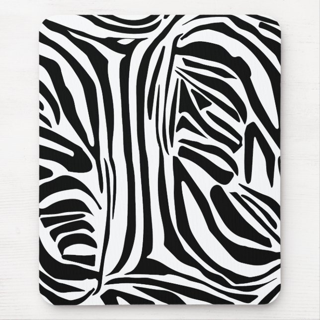 Bold Black and White Zebra Print Pattern Mouse Pad (Front)
