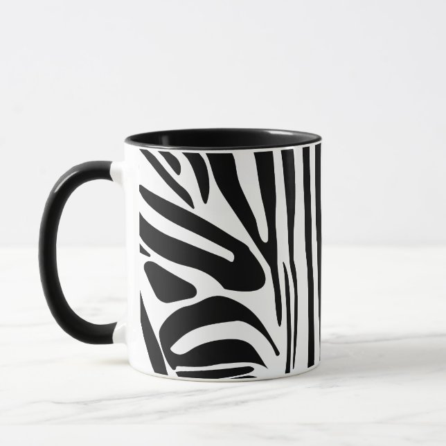 Bold Black and White Zebra Print Pattern Mug (Left)