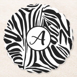 Bold Black and White Zebra Print Pattern Paper Coaster