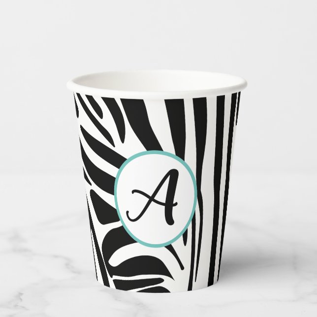Bold Black and White Zebra Print Pattern Paper Cups (Front)