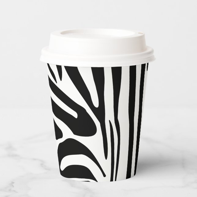 Bold Black and White Zebra Print Pattern Paper Cups (Front)