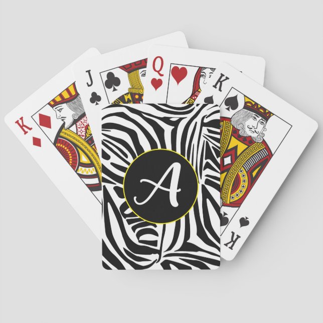 Bold Black and White Zebra Print Pattern Playing Cards (Back)