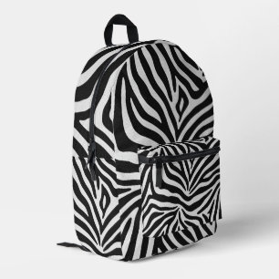 Bold Black and White Zebra Print Pattern Printed Backpack