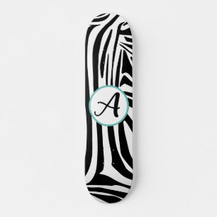Bold Black and White Zebra Print Pattern Skateboard