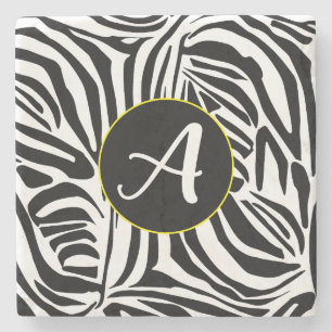 Bold Black and White Zebra Print Pattern Stone Coaster