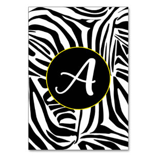Bold Black and White Zebra Print Pattern Table Number
