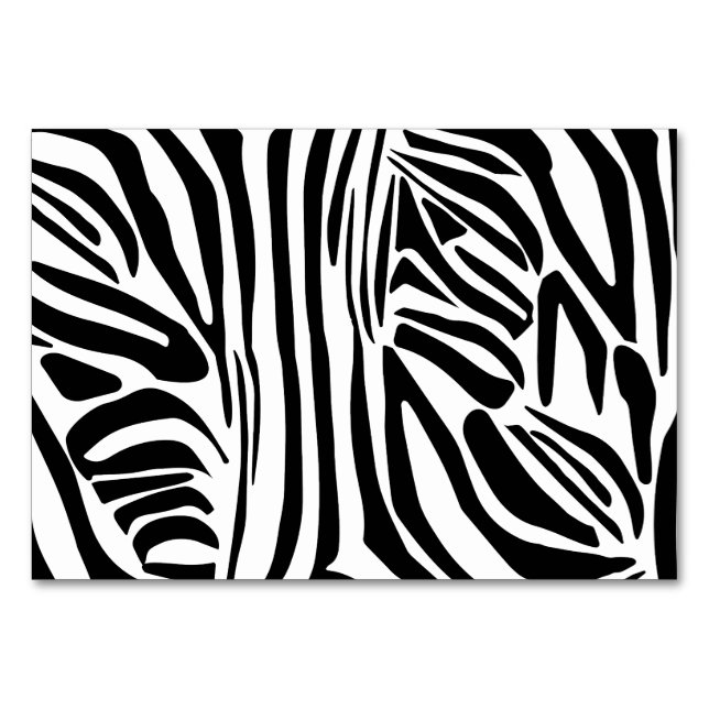 Bold Black and White Zebra Print Pattern Table Number (Front)