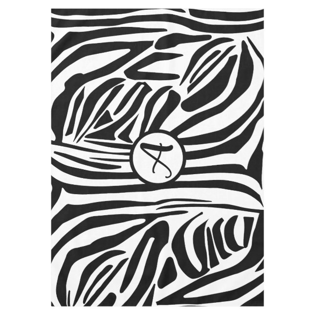 Bold Black and White Zebra Print Pattern Tablecloth (Front)