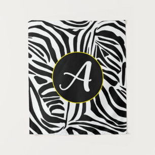 Bold Black and White Zebra Print Pattern Tapestry