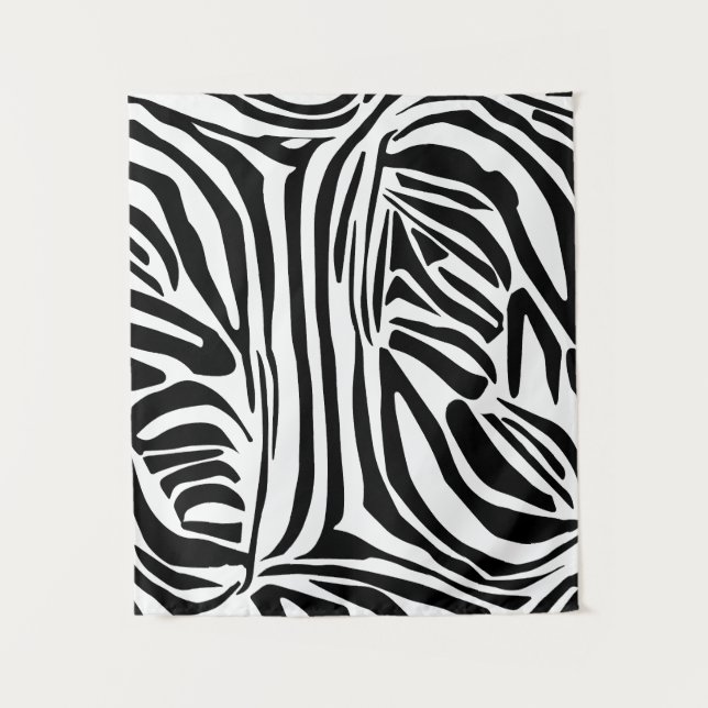 Bold Black and White Zebra Print Pattern Tapestry (Front)