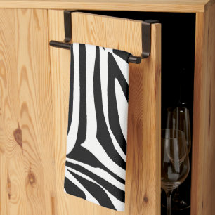Bold Black and White Zebra Print Pattern Tea Towel