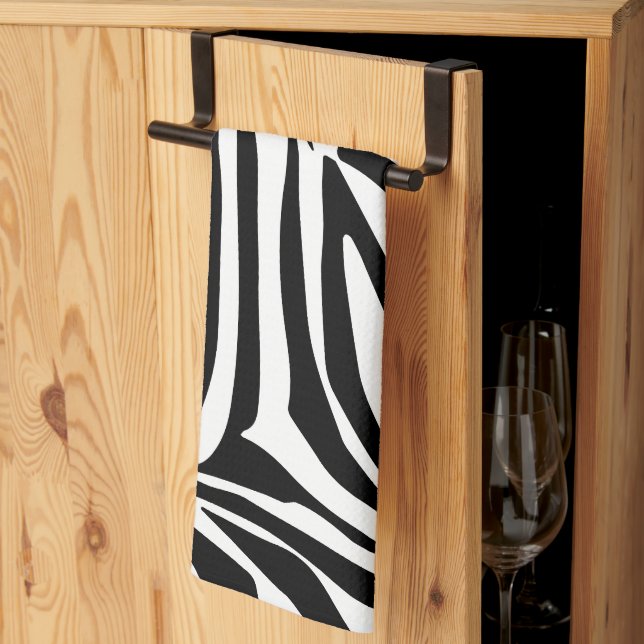 Bold Black and White Zebra Print Pattern Tea Towel (Thirds Fold)