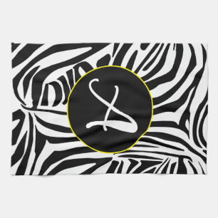 Bold Black and White Zebra Print Pattern Tea Towel