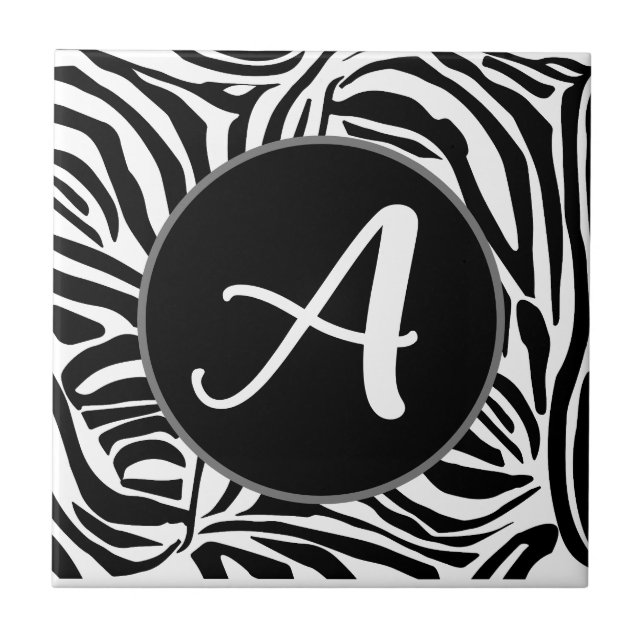 Bold Black and White Zebra Print Pattern Tile (Front)