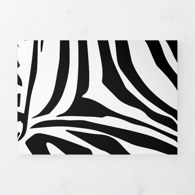 Bold Black and White Zebra Print Pattern Tri-Fold Holiday Card (Cover)
