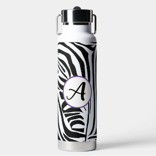 Bold Black and White Zebra Print Pattern Water Bottle