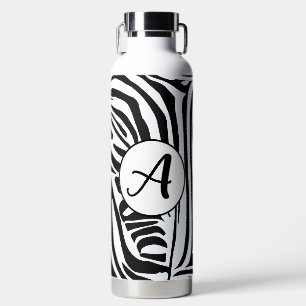 Bold Black and White Zebra Print Pattern Water Bottle