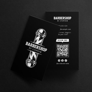 Bold Black Barbershop Hairdresser Hair Stylist Business Card