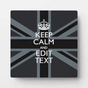 Bold Black Black  Keep Calm Your Text Union Jack Plaque
