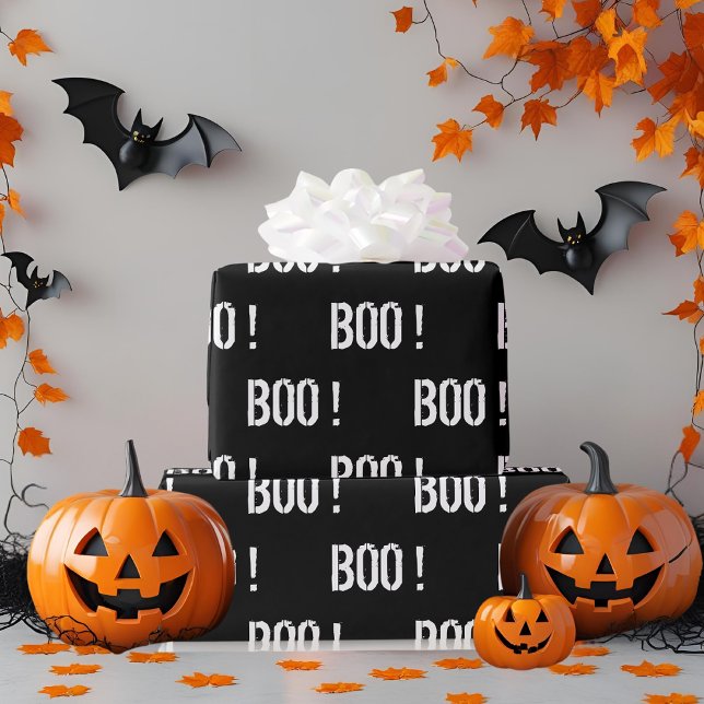Bold Black "BOO!" Halloween  Wrapping Paper (Creator Uploaded)