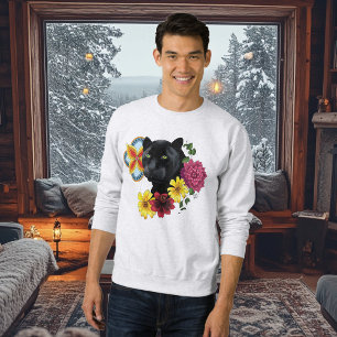 Bold Black Botanical Floral Panther Illustration Sweatshirt