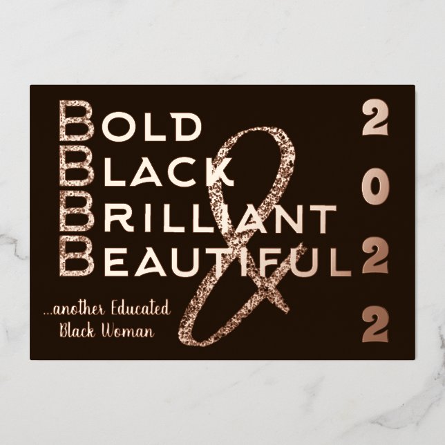 Bold, Black & Brilliant 2022 Graduation Invitation (Front)