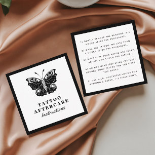 Bold Black Butterfly Tattoo Aftercare Instructions Square Business Card