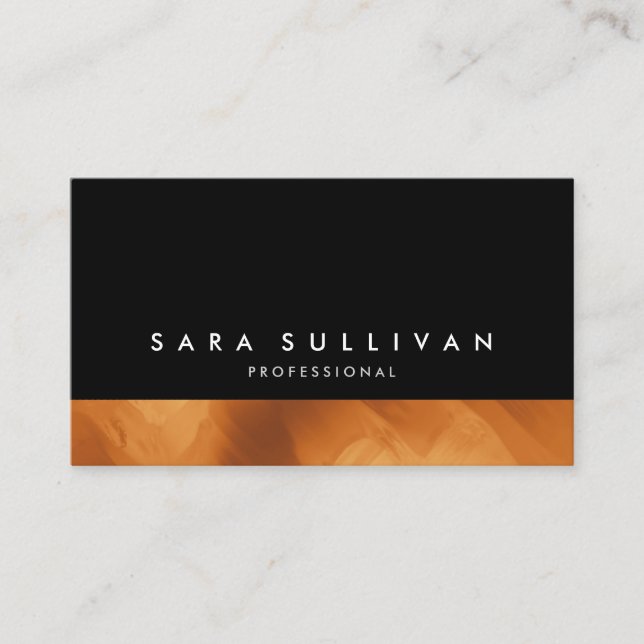 Bold Black Copper Grunge Stripe Business Card (Front)