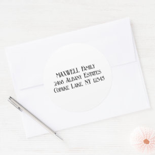 Bold Black Elegant Typography Last Name Classic Round Sticker