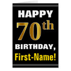 Bold, Black, Faux Gold 70th Birthday w/ Name Card