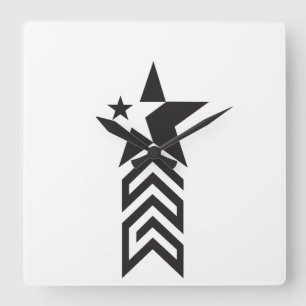 Bold Black Geometric Star Square Wall Clock