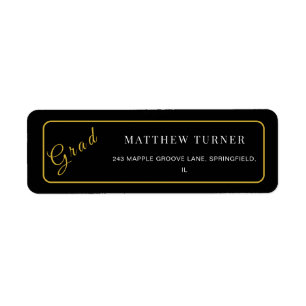Bold Black Gold Grad Return Label