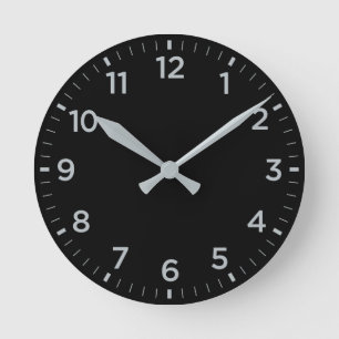 Bold Black Gray Gloss Minimalist Wall Clock