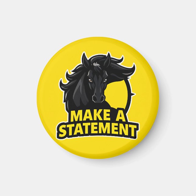 Bold Black Horse with Motivational Text Magnet (Front)