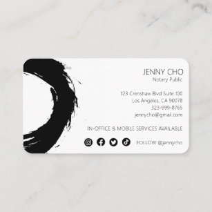 Bold Black Ink Paint Ring Notary Modern Simple  Business Card