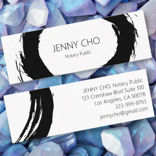 Bold Black Ink Paint Ring Notary Modern Simple Mini Business Card