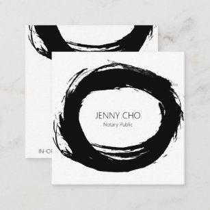 Bold Black Ink Paint Ring Notary Modern Simple  Square Business Card