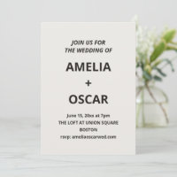 Bold Black Ivory Modern Wedding Typography Text