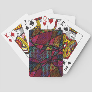 Bold Black Lines & Multicolored, Abstract Textures Playing Cards
