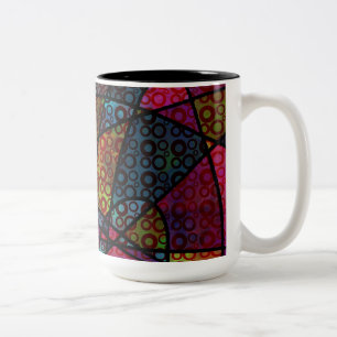Bold Black Lines & Multicolored, Abstract Textures Two-Tone Coffee Mug