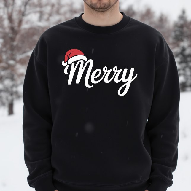 Bold Black Merry Christmas Santa Hat T-Shirt (Creator Uploaded)