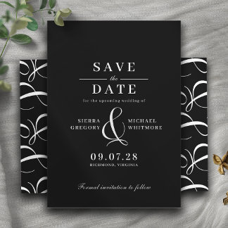 Bold Black Modern Vintage Typography Moody Wedding Save The Date