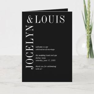 Bold Black Modern Wedding Programme