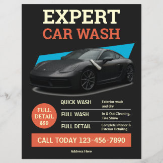 Bold Black Orange Car Wash Ad Design Flyer