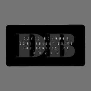 Bold Black-out Monogram Return Address Label