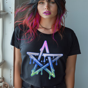 Bold Black Pastel Goth Neon Pentagram Neongoth Plus Size T-Shirt