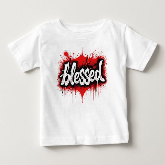 Bold Black & Red "Blessed" T-Shirt (Front)