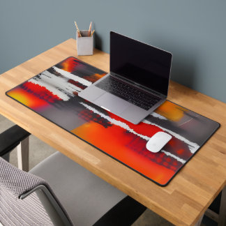 Bold Black Red & Yellow Modern Abstract Art Desk Mat