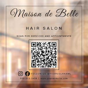 Bold Black Script QR Code Frosted Business