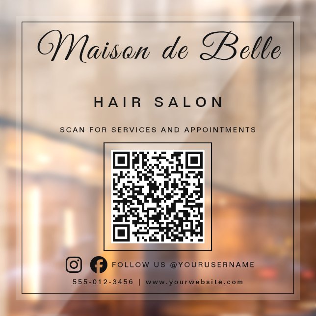 Bold Black Script QR Code Frosted Business (Sheet 2)
